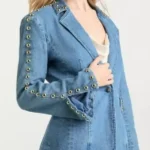 High Potential S02 Kaitlin Olson Denim Studded Blazer