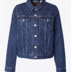 Its Not Like That Casey Pinstripe Denim Trucker Jacket
