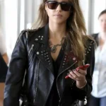 Jessica Alba Black Studded Jacket