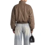 Jessica Cropped Faux Suede Bomber Jacket Back