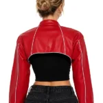 Jessie Faux Leather Cropped Bolero Jacket Back