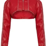 Jessie Faux Leather Cropped Bolero Jacket - Red