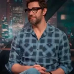 John Krasinski Press Junket 2026 Plaid Shirt