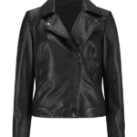 Ladies Moto Black Leather Jacket