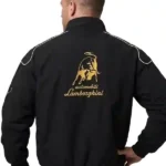 Lamborghini Sleeves Oversized Black Varsity Jacket Back