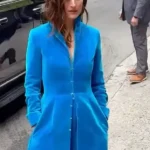 Love Story Screening Grace Gummer Blue Long Coat