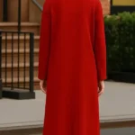 Margo’s Got Money Troubles Elle Fanning Red Coat Back