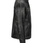 Men Black Side Vintage Distressed Leather Jacket
