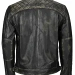Men Black Vintage back Distressed Leather Jacket