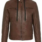 Men Brown Vintage Racer Motorcycle Jacket