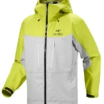 Men's Arcteryx Grey & Lime Green Hooded Alpha Jacket