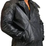 Men’s Asymmetrical Bones and Skull Leather Jacket