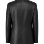 Mens Black Leather Blazer Back