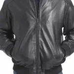 Men’s Black Real Leather Bomber Jacket
