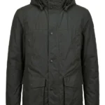 Men's Evans Forest Grey Oilskin Hooded Jacket
