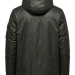 Men's Evans Forest Grey Oilskin Hooded Jacket Back