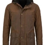 Men's Evans Oilskin Brown Hooded Jacket