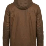 Men's Evans Oilskin Brown Hooded Jacket Back