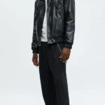 Mens Relaxed Blessed Embroidered Black Coach Jacket