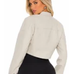 Mina Cropped Faux Leather Moto Jacket Back