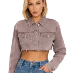 My Better Half Raw Hem Cropped Denim Jacket