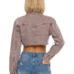 My Better Half Raw Hem Cropped Denim Jacket Back