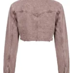 My Better Half Raw Hem Cropped Denim Jacket Brown Back