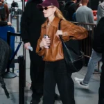 Natalia Dyer Brown Leather Jacket