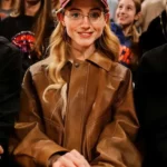 Natalia Dyer Leather Jacket Brown