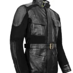 Nick Belted Mens Black Jacket With Double Layered Closure