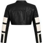 Not Like The Rest Faux Leather Moto Jacket - Black White Back