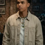 Off Campus Miles Gutierrez-Riley Beige Trucker Jacket