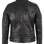 Mens Padded Black Cafe Racer Leather Jacket