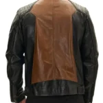 Roadster Two Tone Men’s Black and Brown Leather Jacket Back