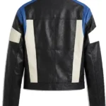 Sasha Faux Leather Moto Jacket - Royal combo Back