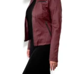 Side Post Womens Claire Redfield Resident Evil Red Leather Jacket