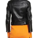 Slim Fit Belted Black Motorcycle Jacket Back