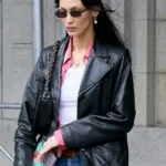 Street Style Bella Hadid Meeting in NYC Leather Jacket