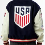 US Soccer x Jeff Hamilton Blue Wool Varsity Jacket Back
