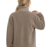 Womens Beige Teddy Jacket Back