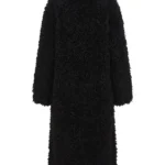 Womens Black FauxBack Shearling Coat