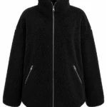 Womens Black Pile Teddy Jacket