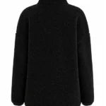 Womens Black Pile Teddy Jacket Back