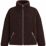 Womens Dark Brown Pile Teddy Jacket