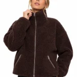 Womens Dark Brown Teddy Jacket
