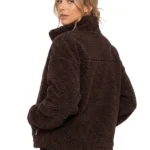 Womens Dark Brown Teddy Jacket Back