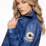 Womens Future Trunks Capsule Corp DB Purple Blue Leather Jacket
