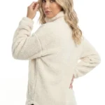 Womens Off White Teddy Jacket Back
