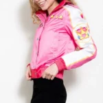 Womens Pink Racing Bomber Jacket