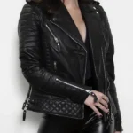 Womens Quilted Black Leather Jacket